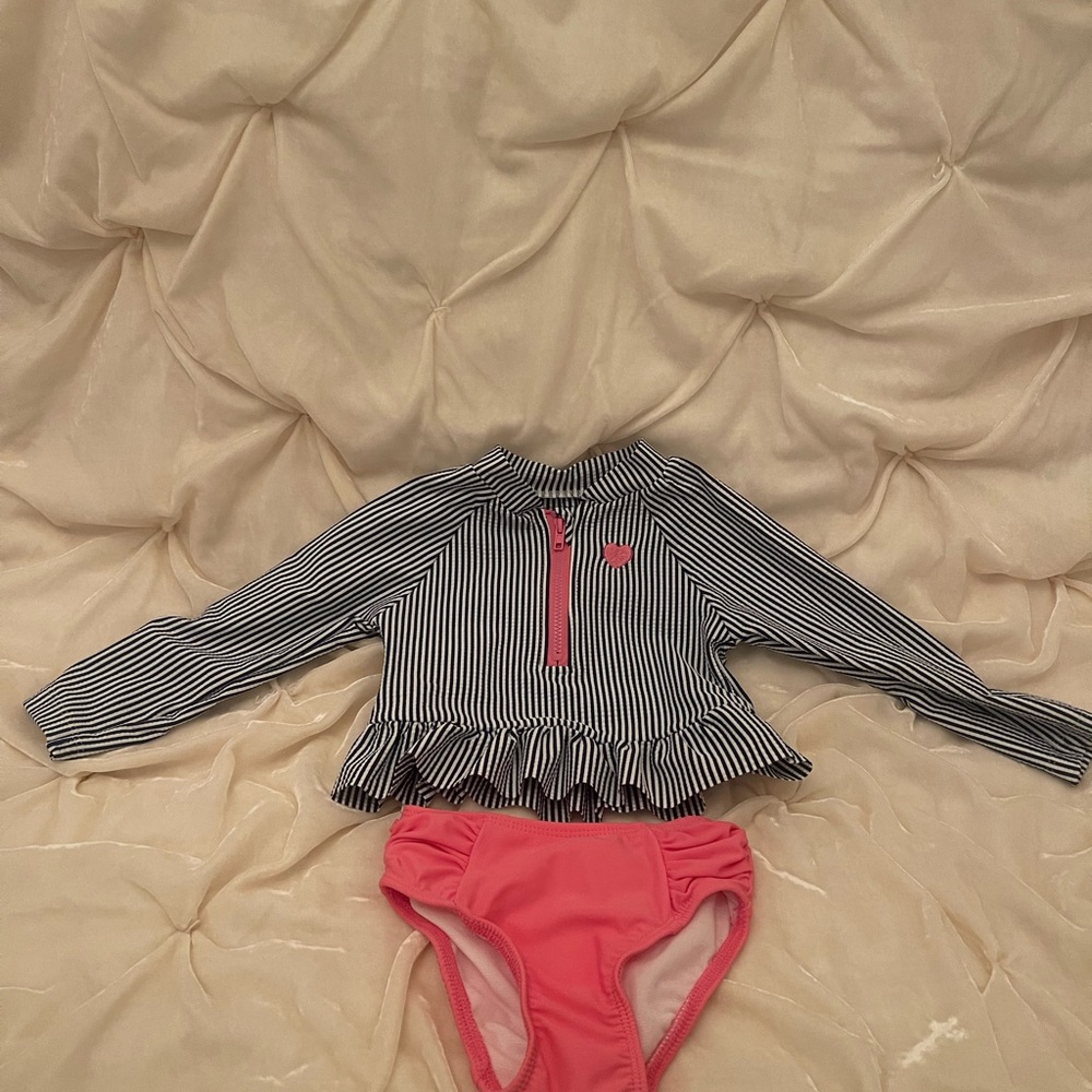 Little Me Blue and Pink Rashguard Swim Set